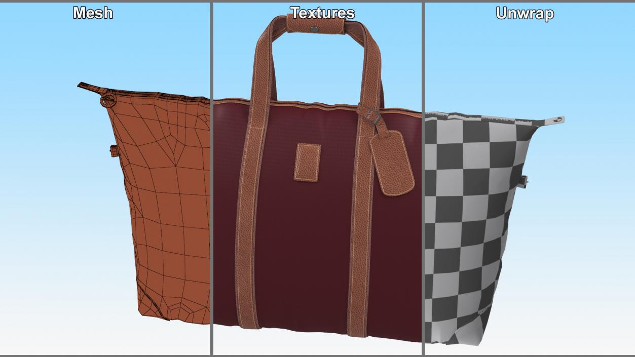 3D Fashion Man Travel Bag Dark Red