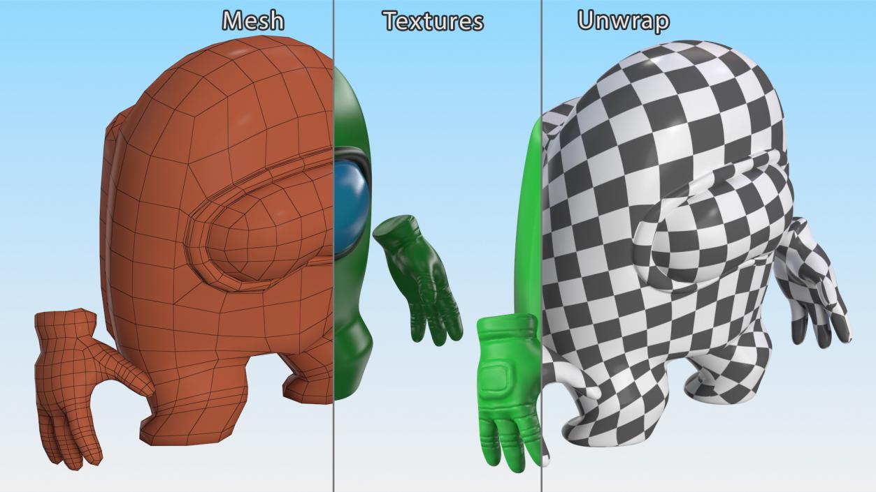 3D Sad Among Us Character Green model