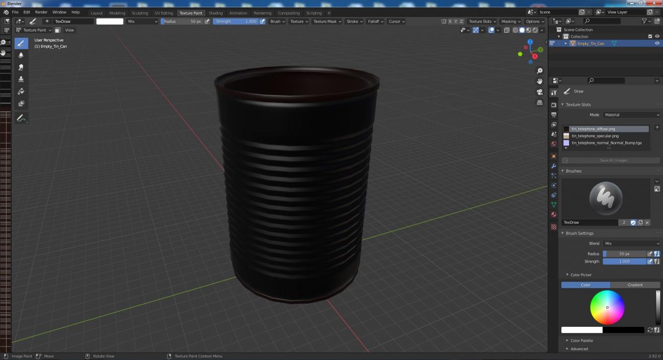 3D Empty Tin Can model