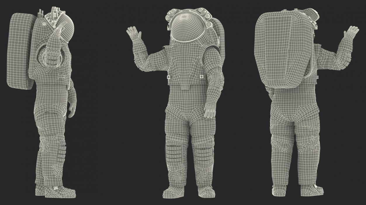 3D model Modern Spacesuit on Astronaut Waving Pose Fur