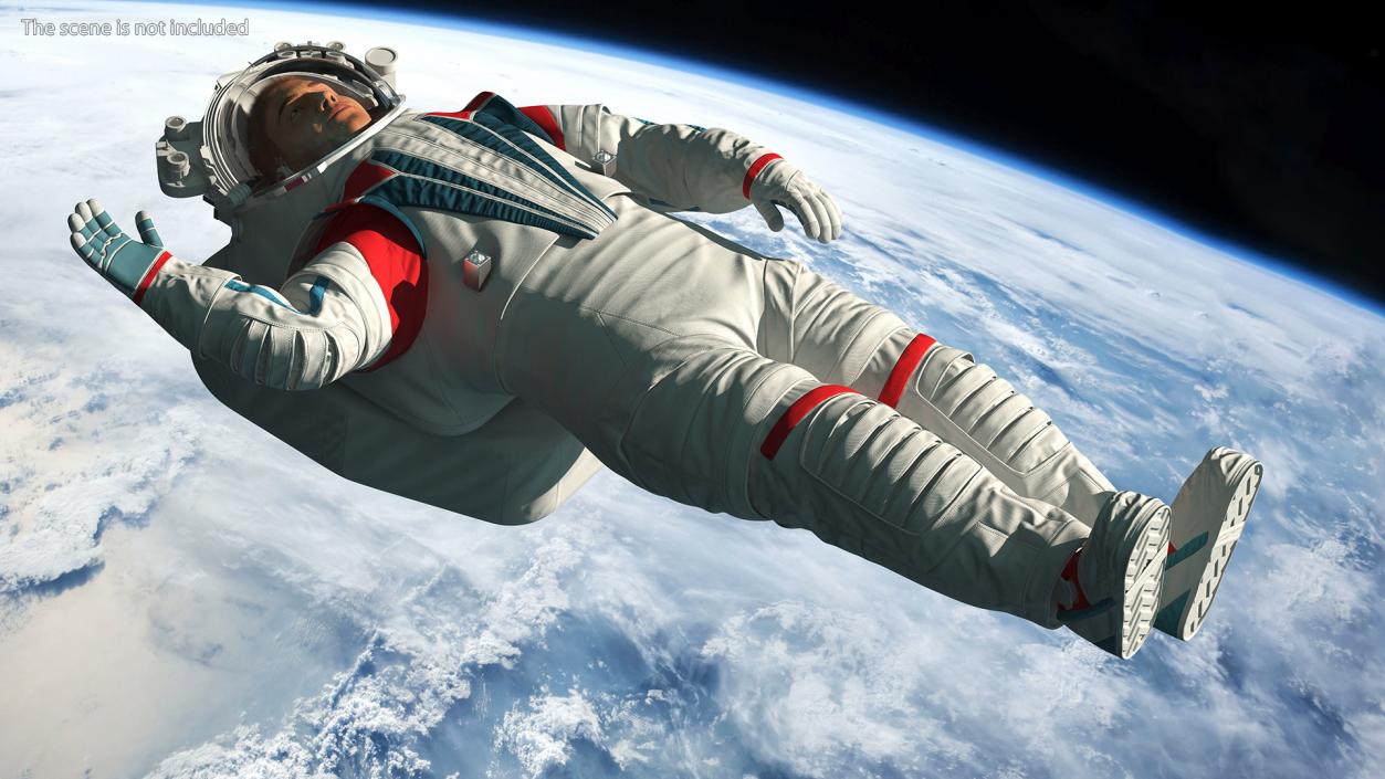 3D model Modern Spacesuit on Astronaut Waving Pose Fur