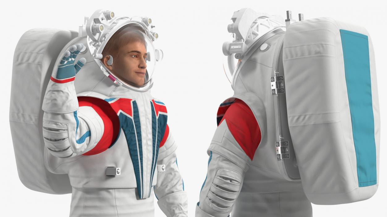 3D model Modern Spacesuit on Astronaut Waving Pose Fur