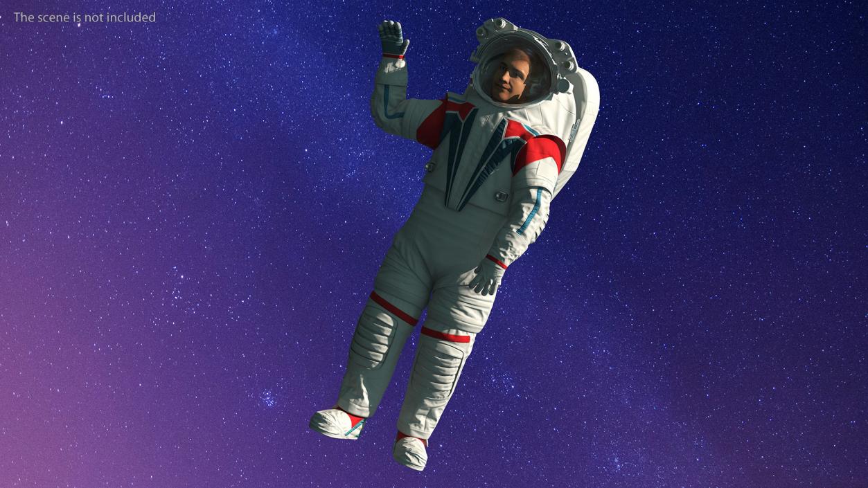 3D model Modern Spacesuit on Astronaut Waving Pose Fur