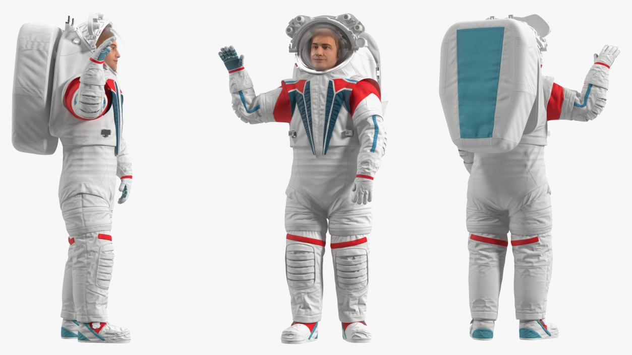 3D model Modern Spacesuit on Astronaut Waving Pose Fur