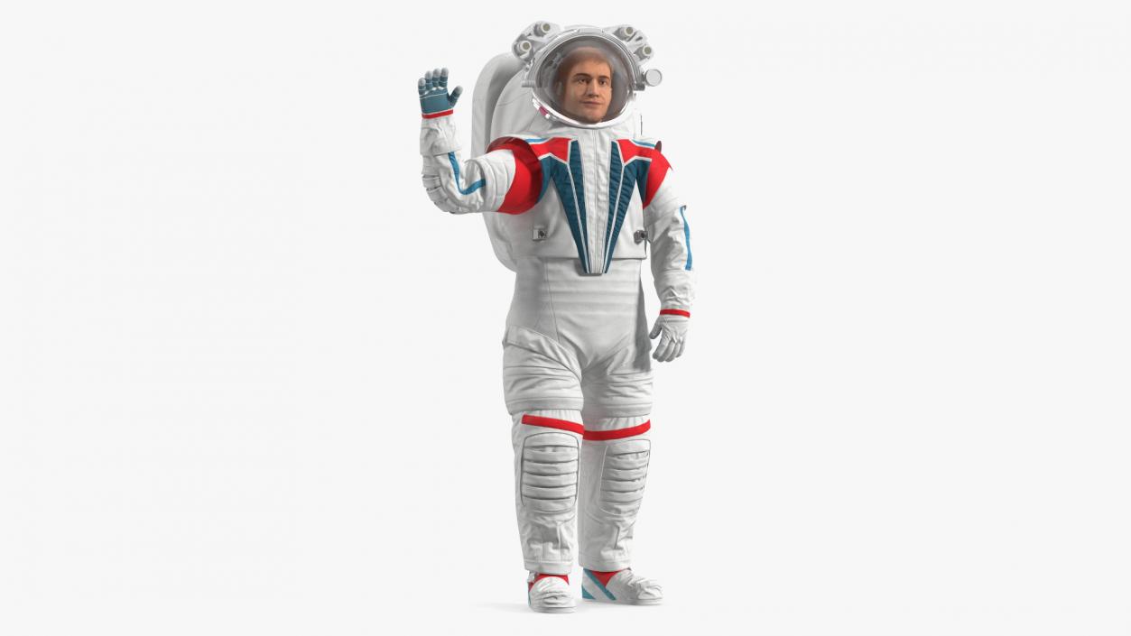 3D model Modern Spacesuit on Astronaut Waving Pose Fur