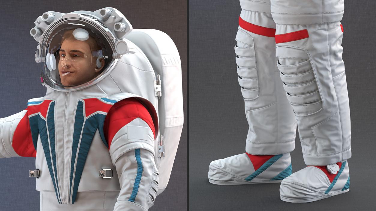 3D model Modern Spacesuit on Astronaut Waving Pose Fur