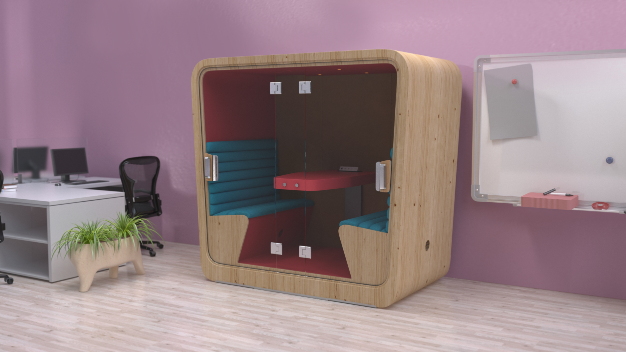 3D model Wooden Cube Meeting Pod 2