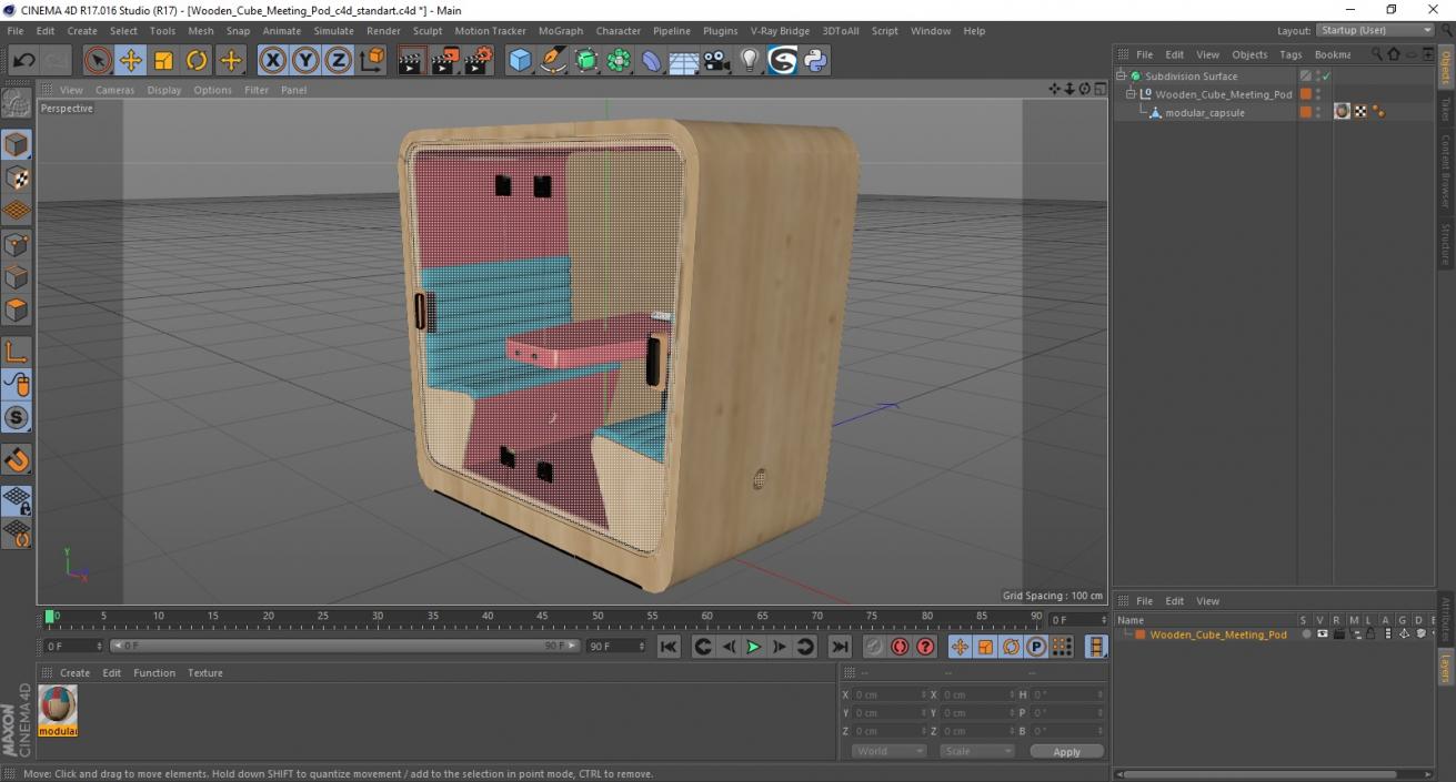 3D model Wooden Cube Meeting Pod 2