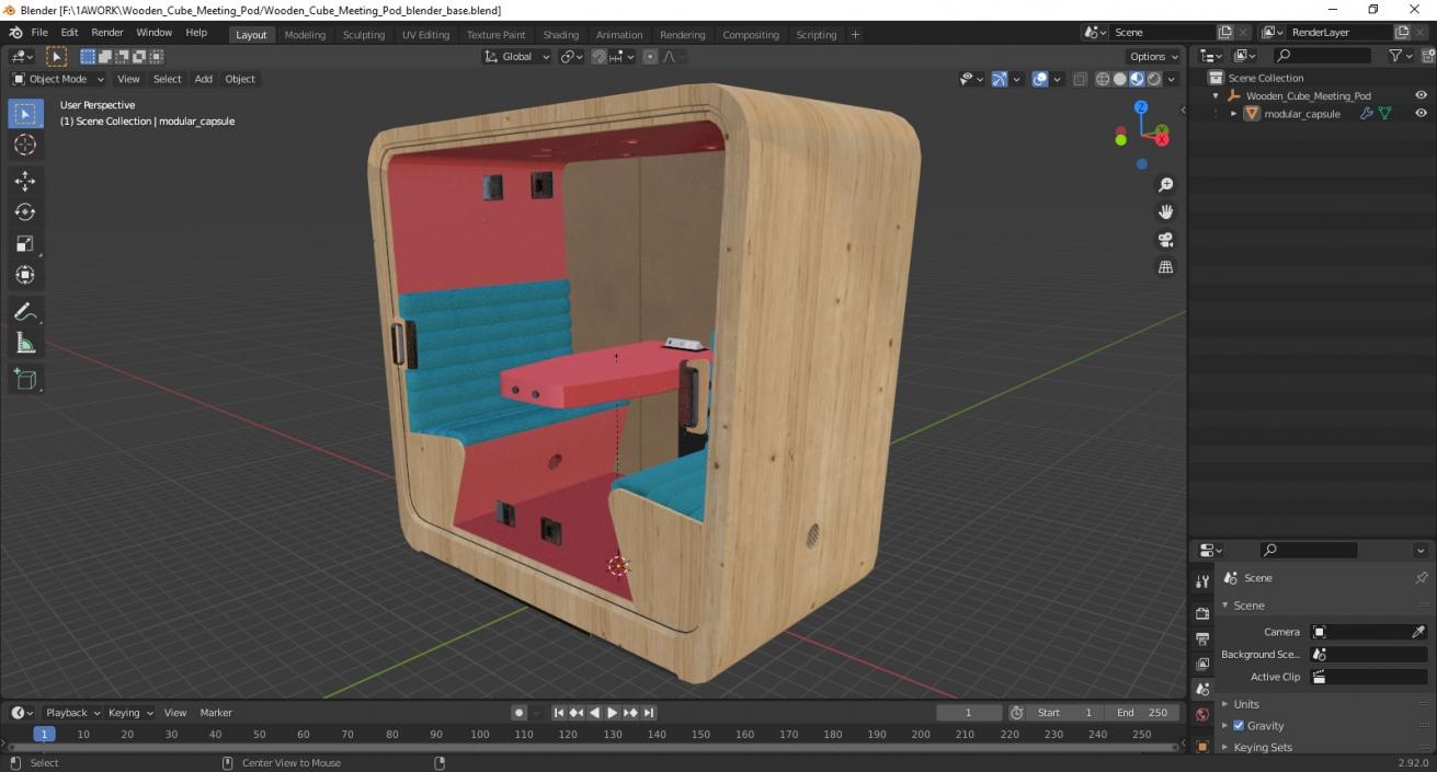 3D model Wooden Cube Meeting Pod 2