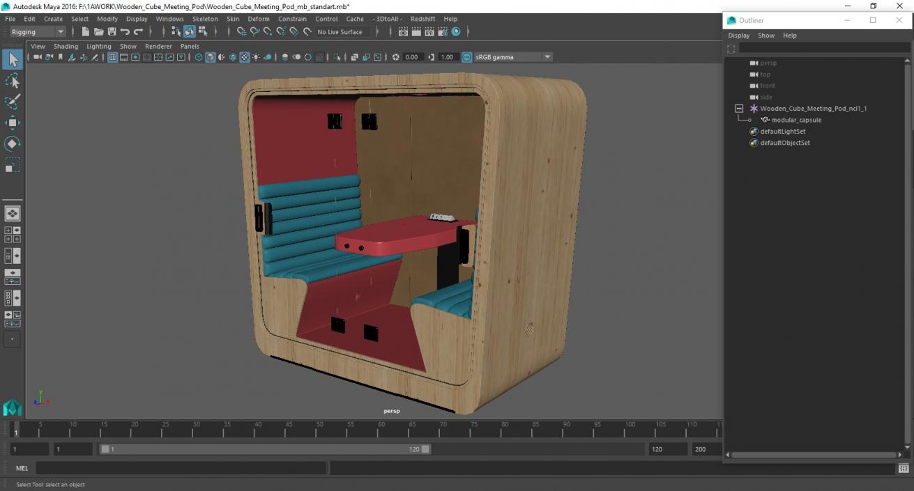 3D model Wooden Cube Meeting Pod 2