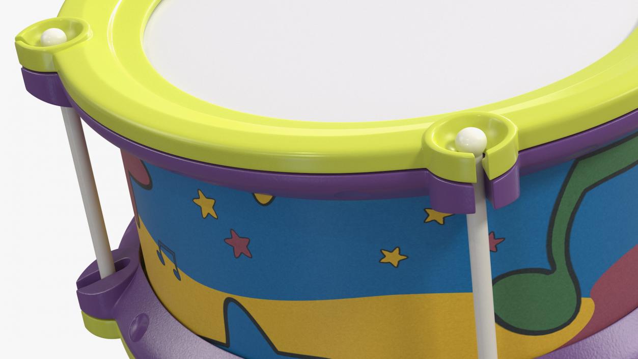 Toy Drum with Drumsticks 3D model