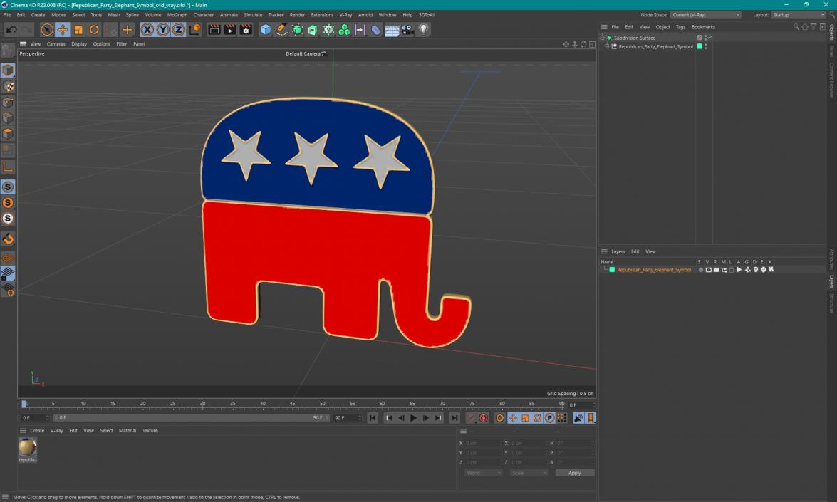 Republican Party Elephant Symbol 3D