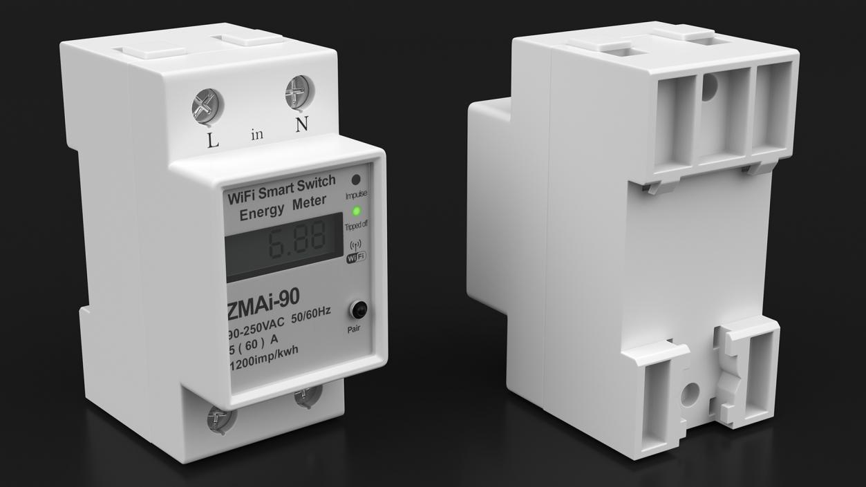 3D model Wifi Smart Energy Monitor Turned On