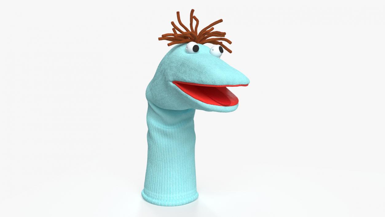 3D model Sock Puppet Character Blue Boy Smiling Pose 2