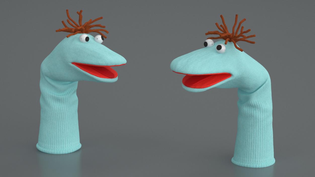 3D model Sock Puppet Character Blue Boy Smiling Pose 2