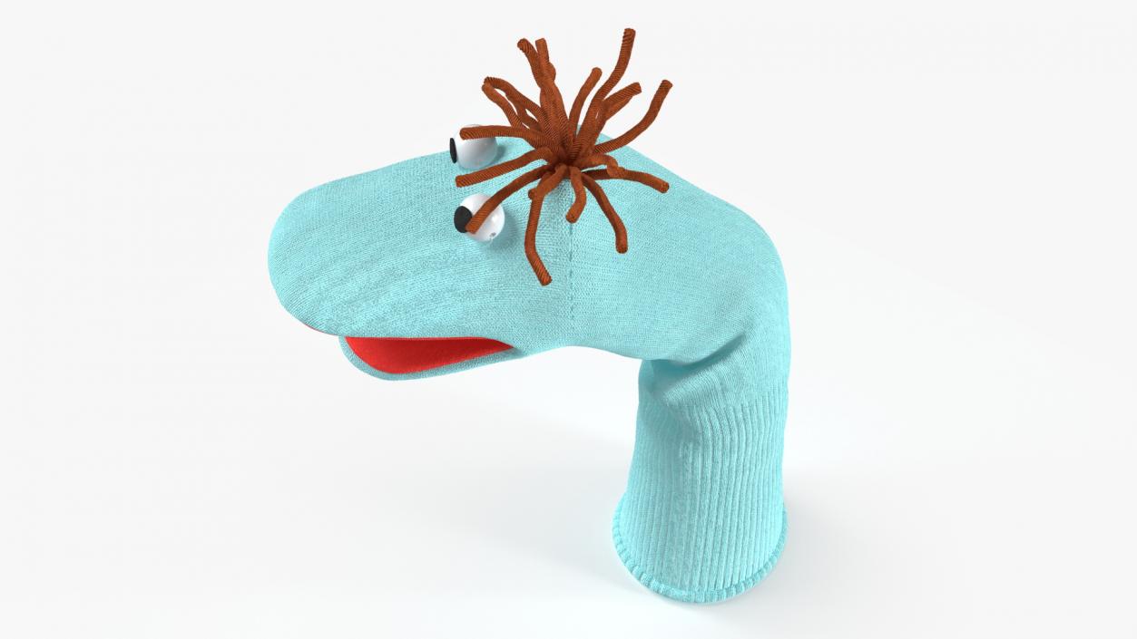 3D model Sock Puppet Character Blue Boy Smiling Pose 2