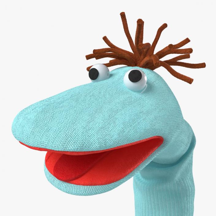 3D model Sock Puppet Character Blue Boy Smiling Pose 2