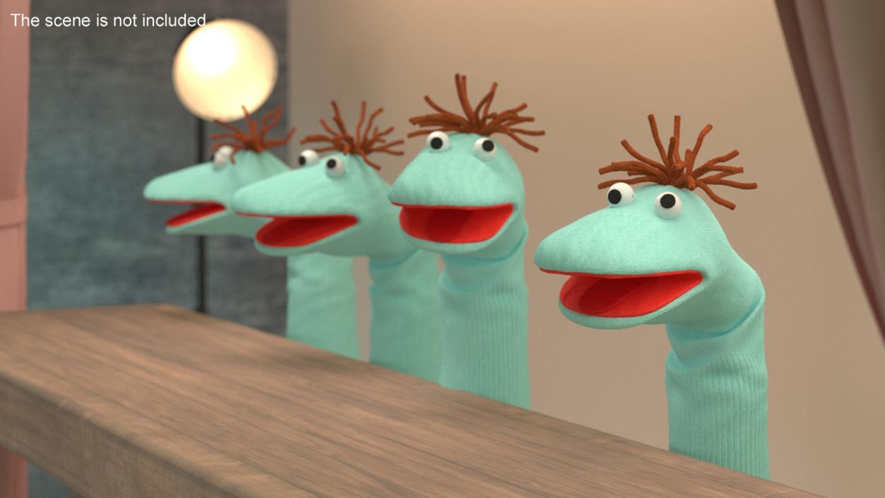 3D model Sock Puppet Character Blue Boy Smiling Pose 2