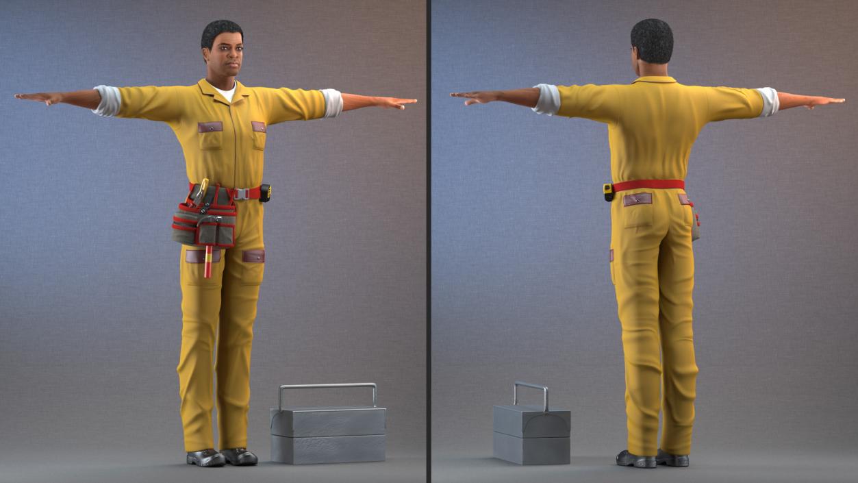 3D Light Skin Black Locksmith Rigged model