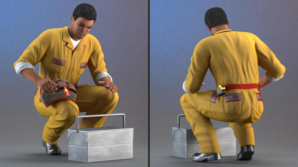 3D Light Skin Black Locksmith Rigged model