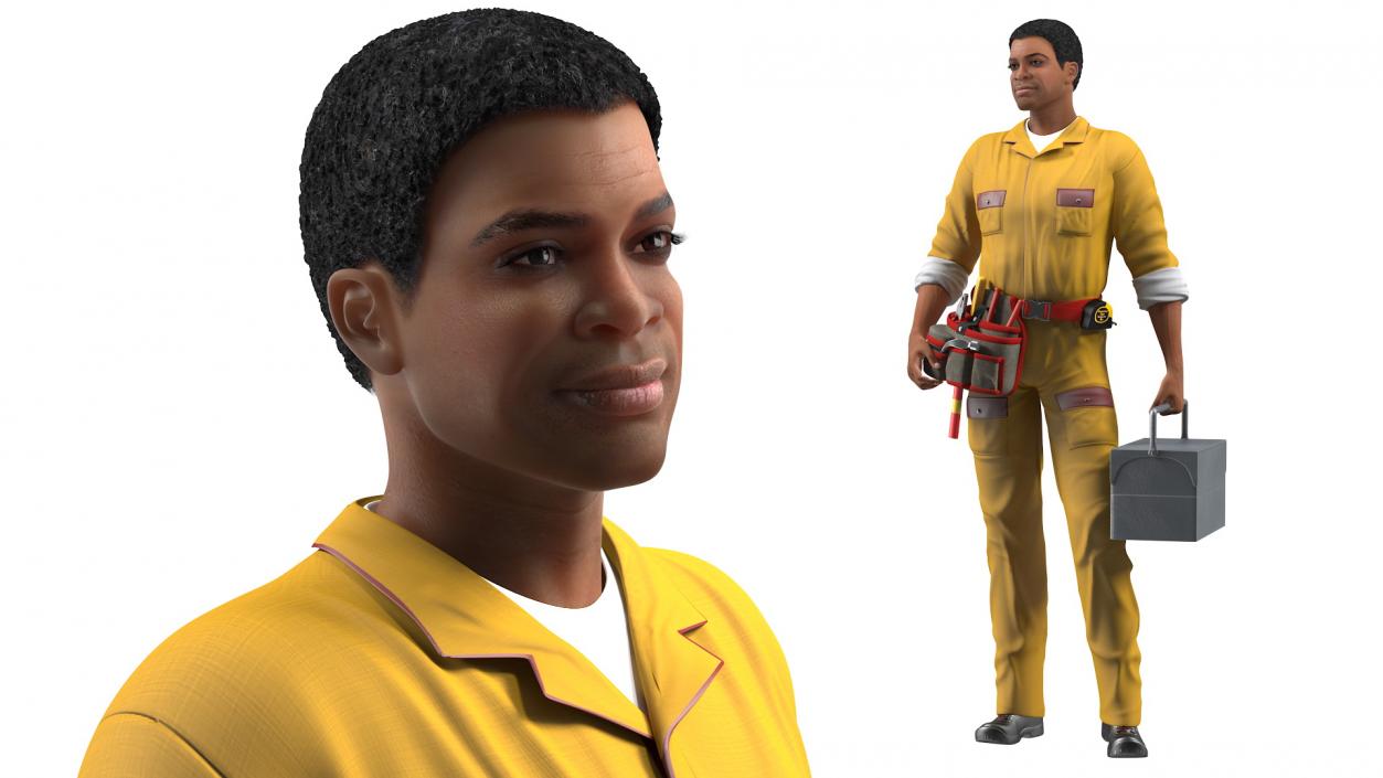 3D Light Skin Black Locksmith Rigged model