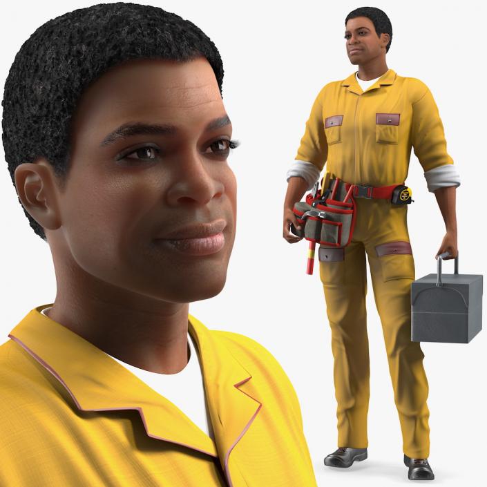 3D Light Skin Black Locksmith Rigged model