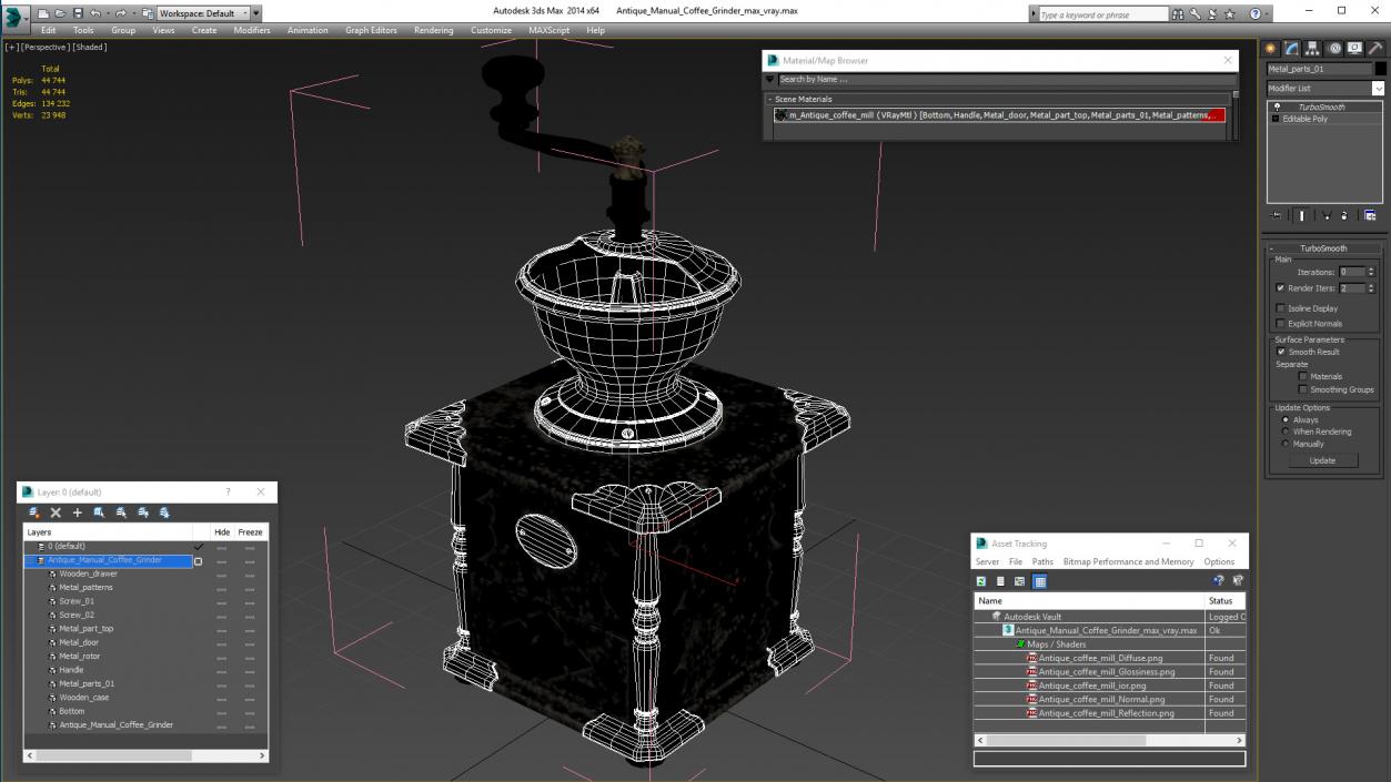 Antique Manual Coffee Grinder 3D model