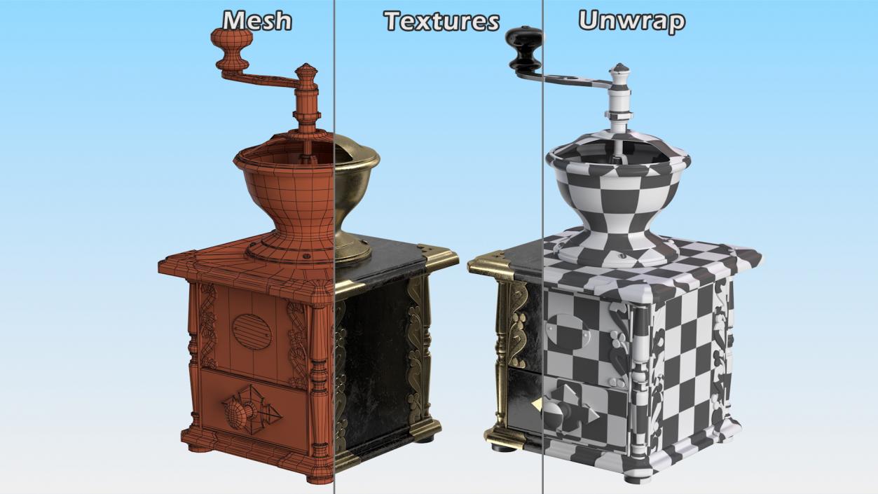 Antique Manual Coffee Grinder 3D model