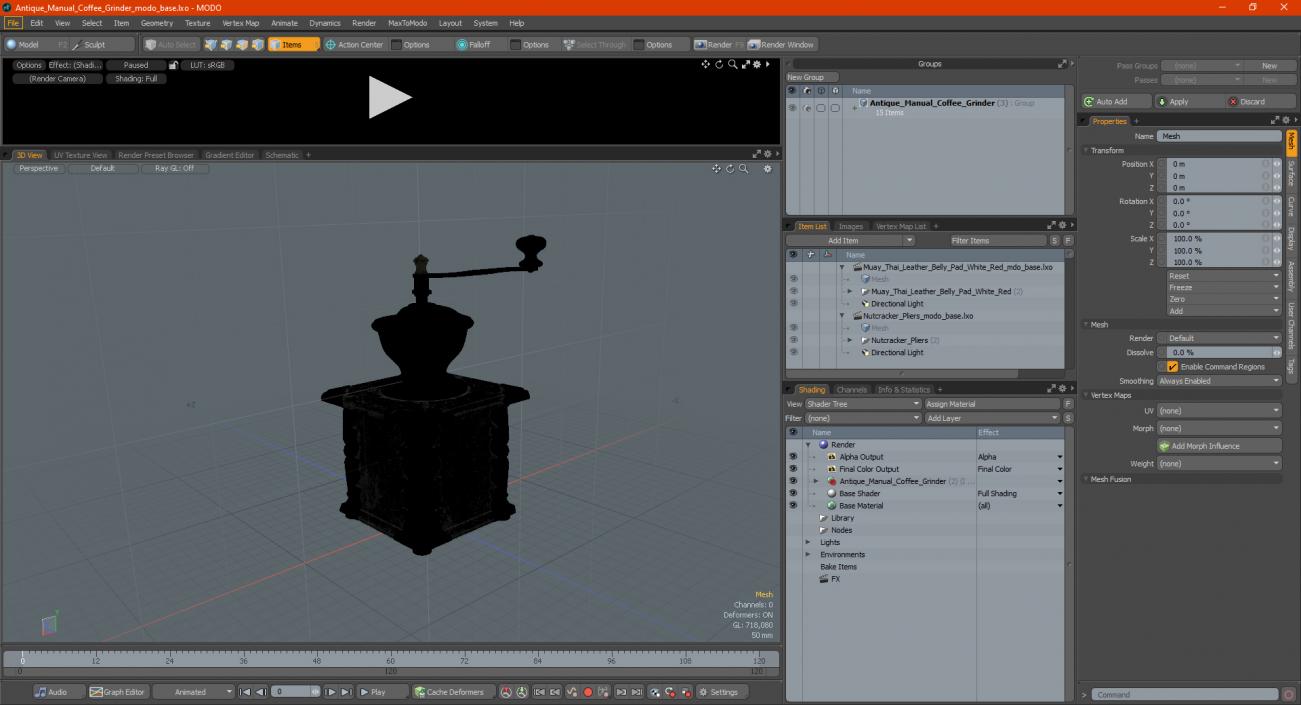 Antique Manual Coffee Grinder 3D model