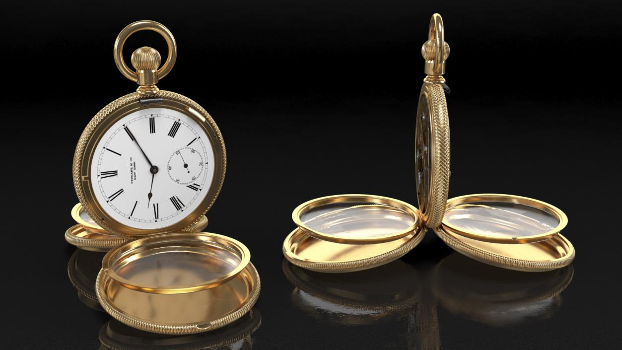 3D model Gold Tiffany Pocket Watch Open