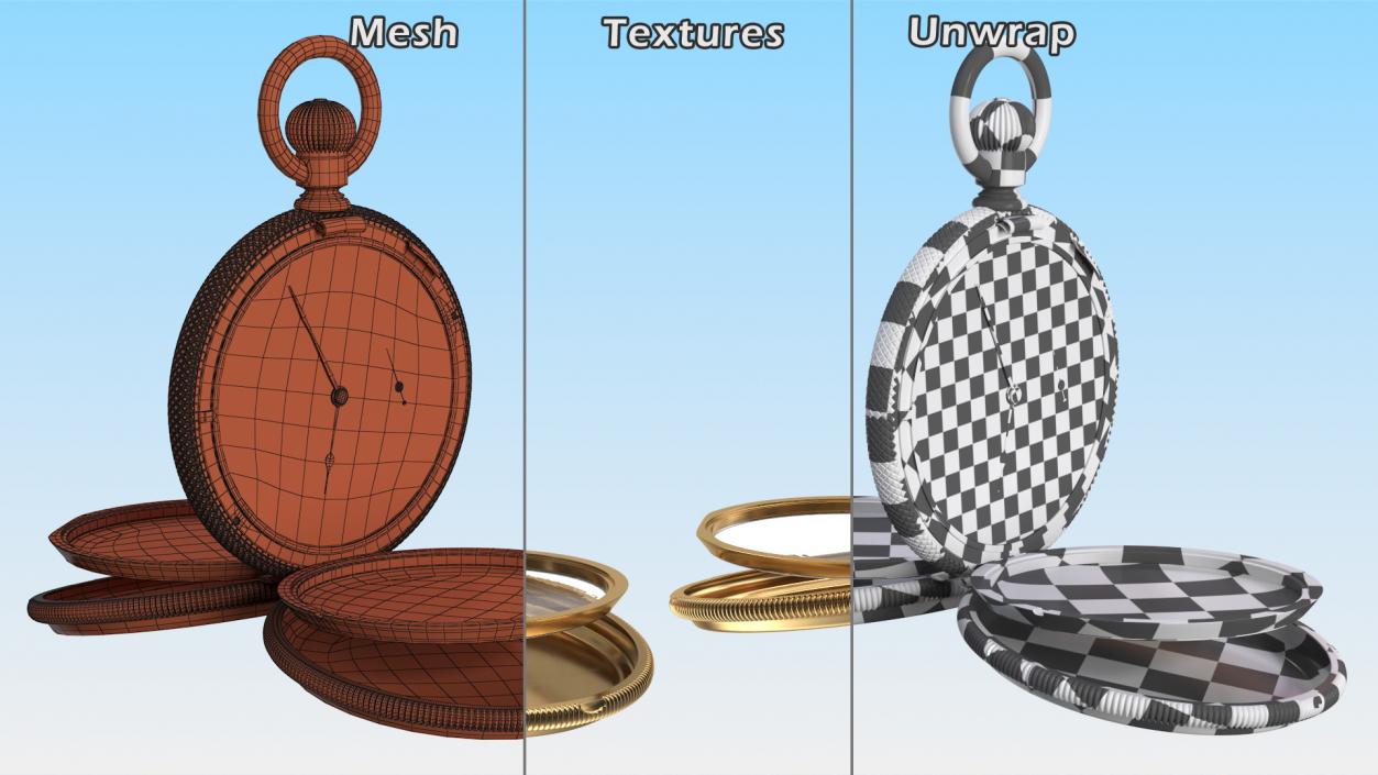 3D model Gold Tiffany Pocket Watch Open