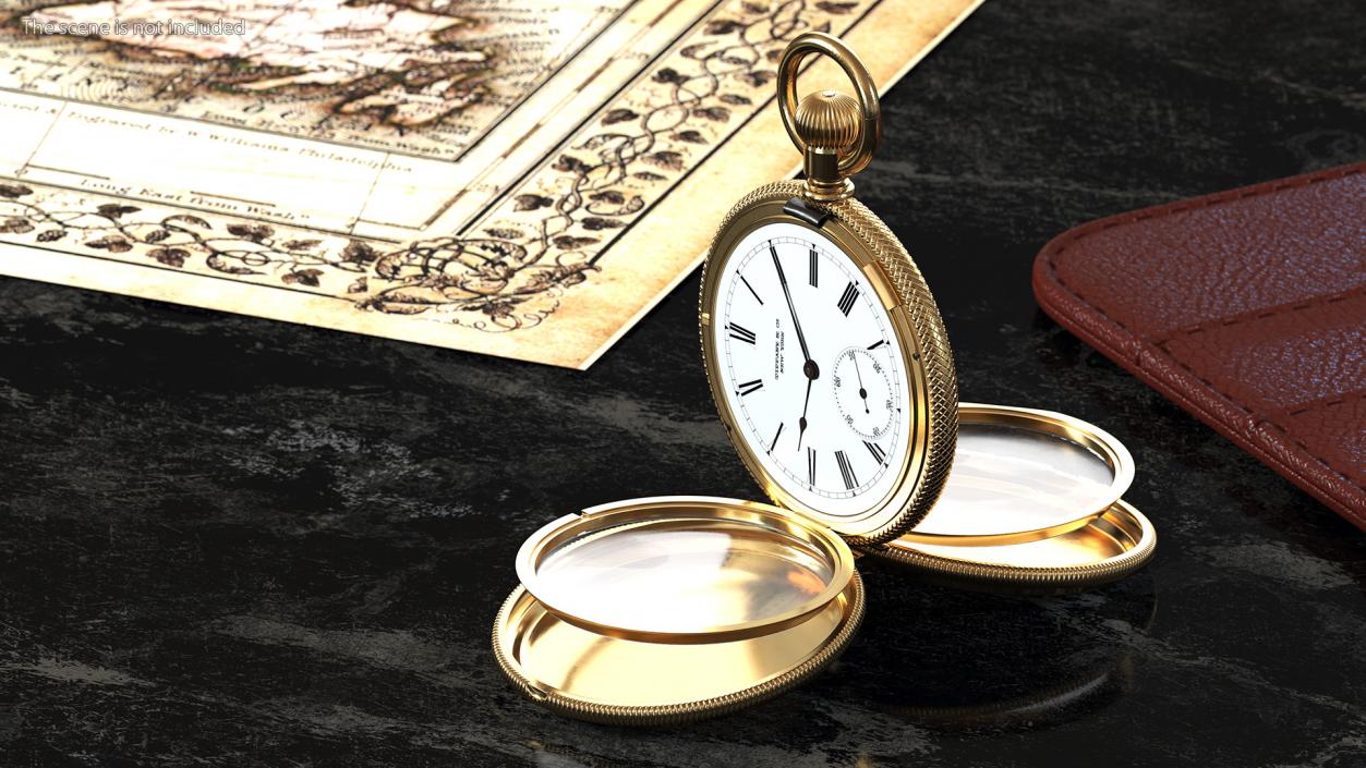 3D model Gold Tiffany Pocket Watch Open