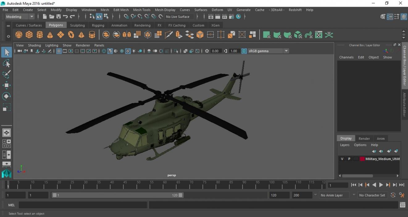 Military Medium Utility Helicopter 3D model