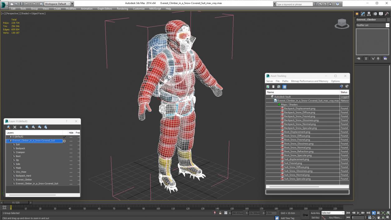 3D Everest Climber in a Snow-Covered Suit model