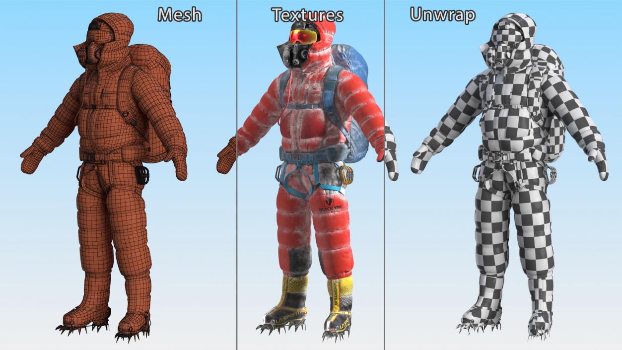 3D Everest Climber in a Snow-Covered Suit model