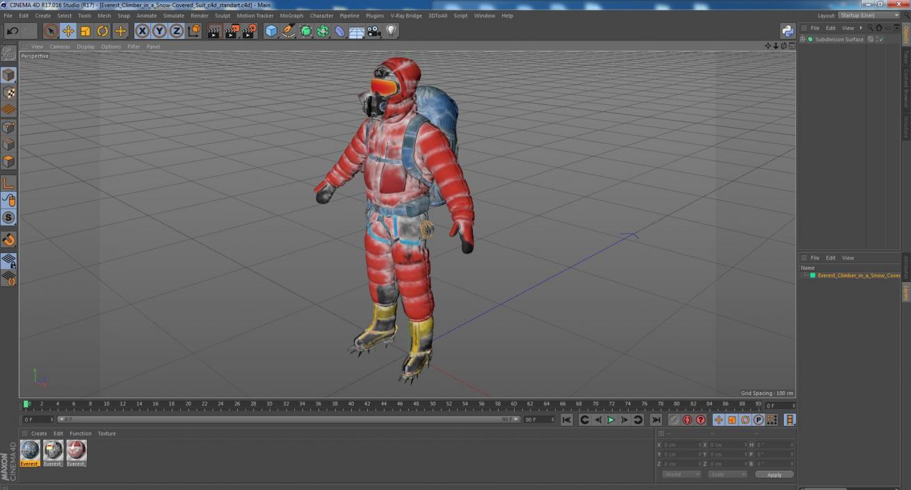 3D Everest Climber in a Snow-Covered Suit model