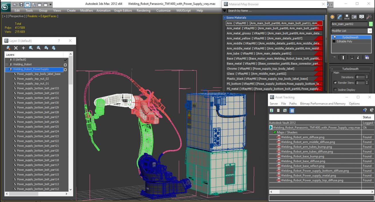 3D Welding Robot Panasonic TM1400 with Power Supply model