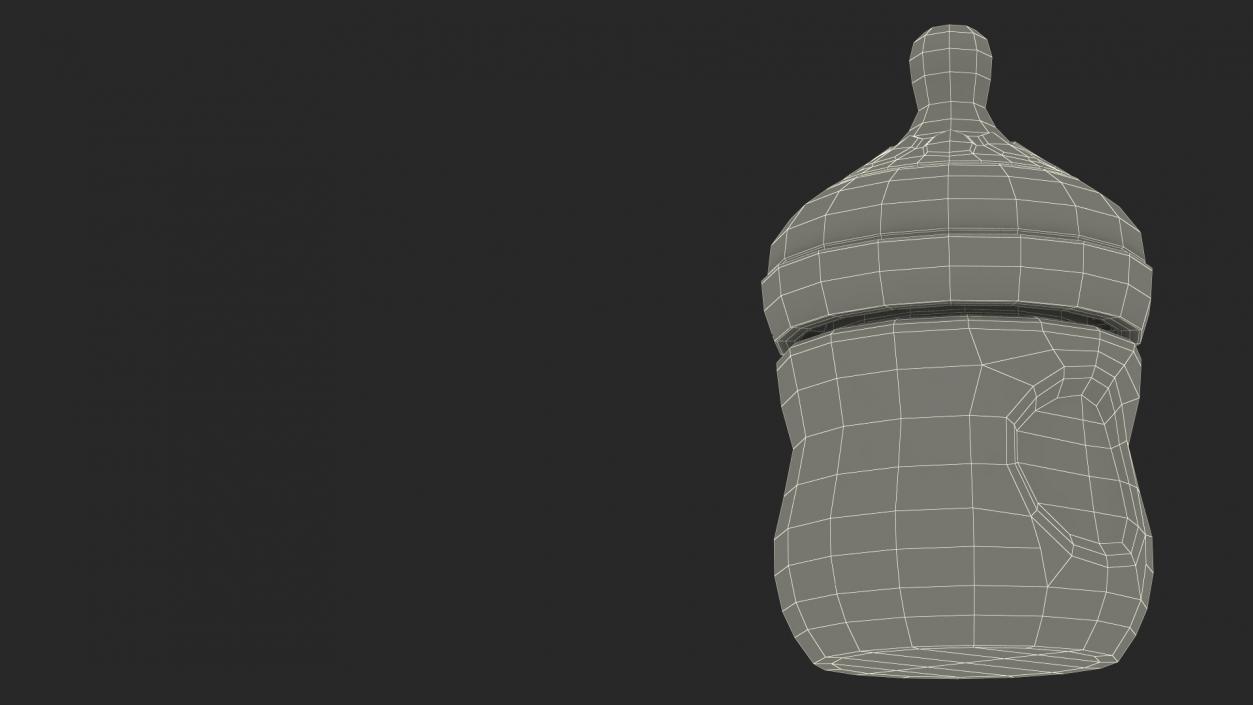 Baby Bottle with Milk and Nipple 3D