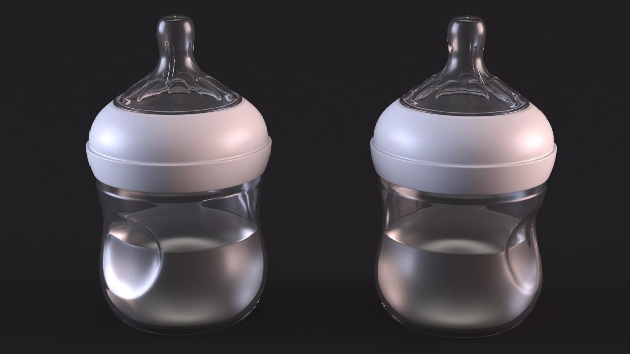 Baby Bottle with Milk and Nipple 3D