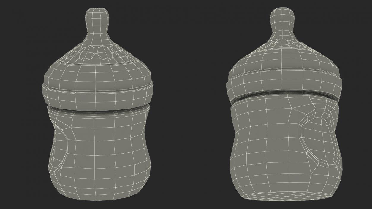 Baby Bottle with Milk and Nipple 3D