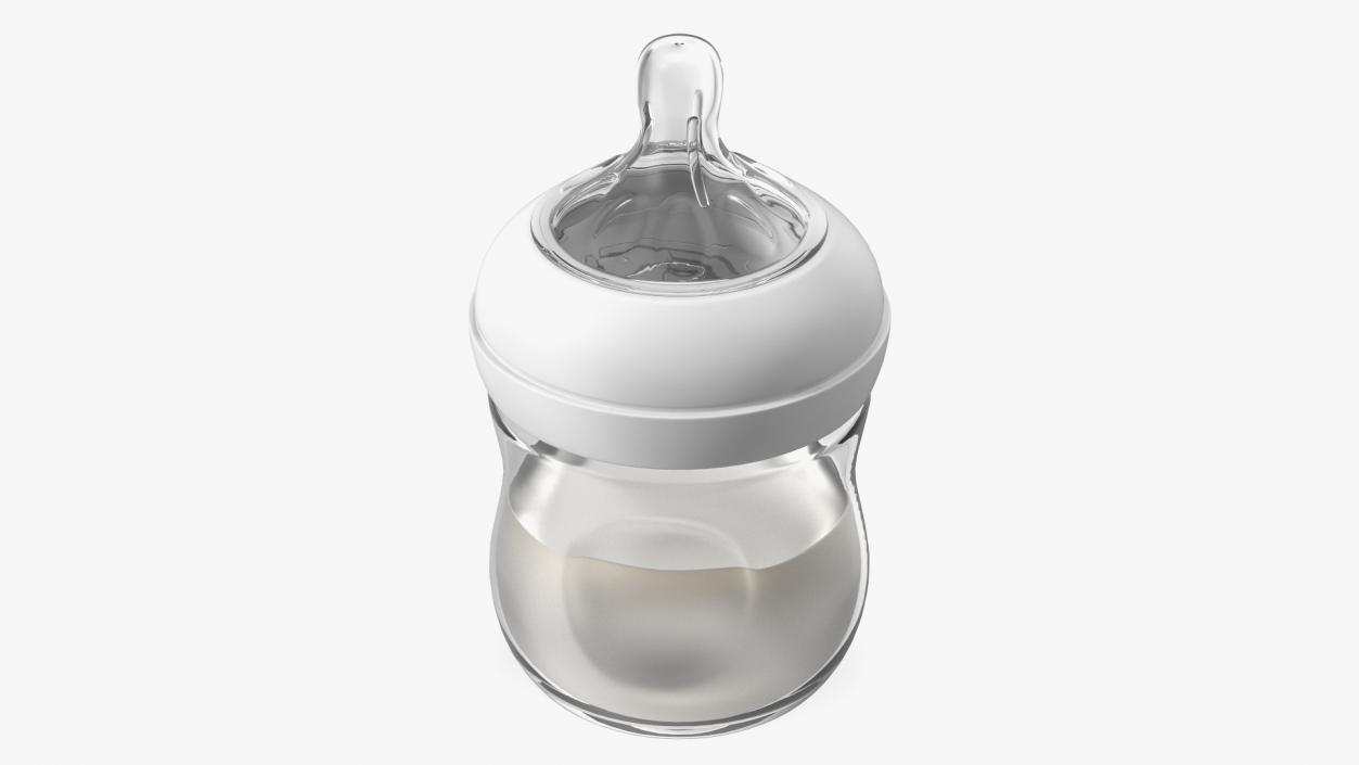 Baby Bottle with Milk and Nipple 3D