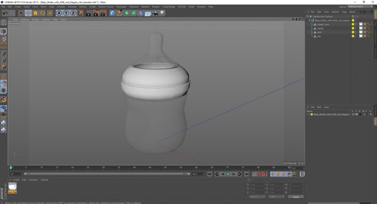 Baby Bottle with Milk and Nipple 3D