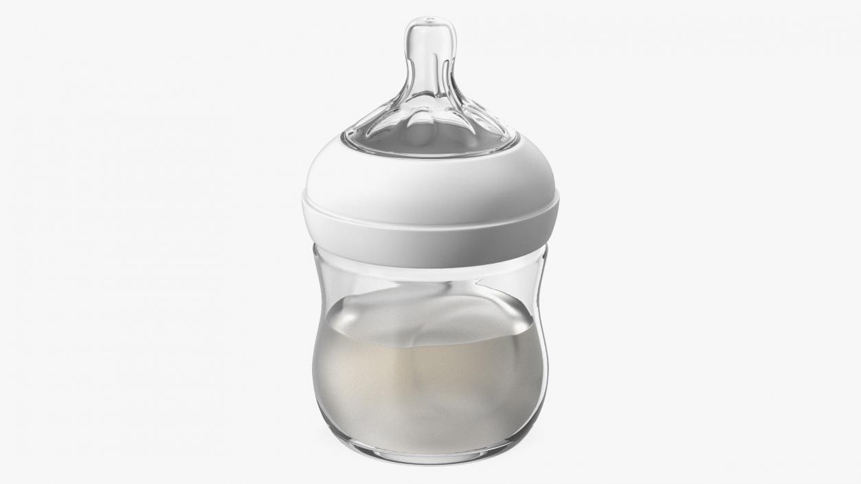 Baby Bottle with Milk and Nipple 3D