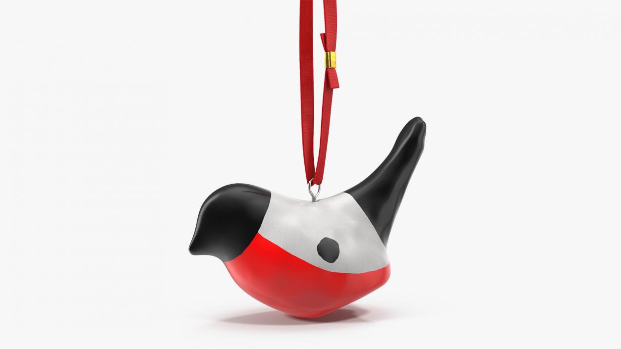 Christmas Toy Bird Red with Rope 3D