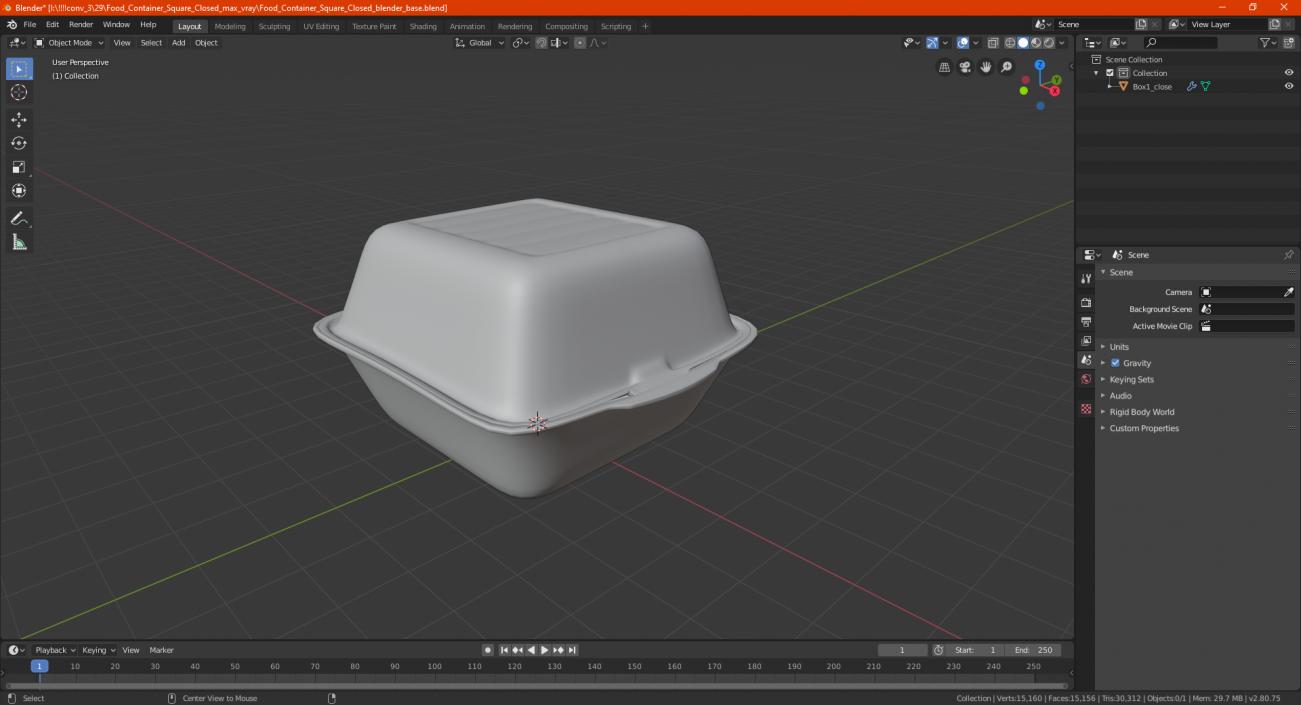 3D Food Container Square Closed model