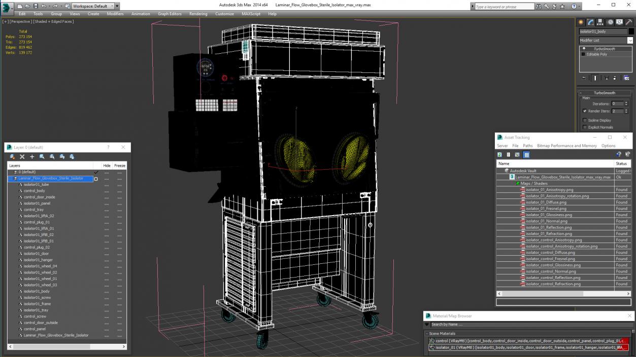 3D Laminar Flow Glovebox Sterile Isolator model