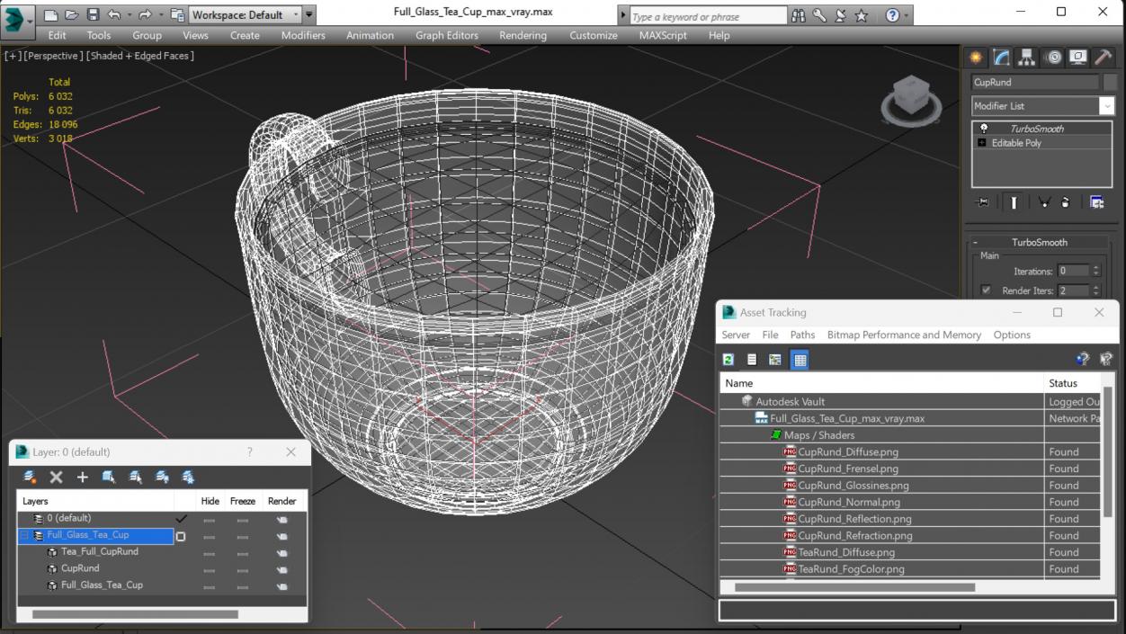 3D Full Glass Tea Cup model