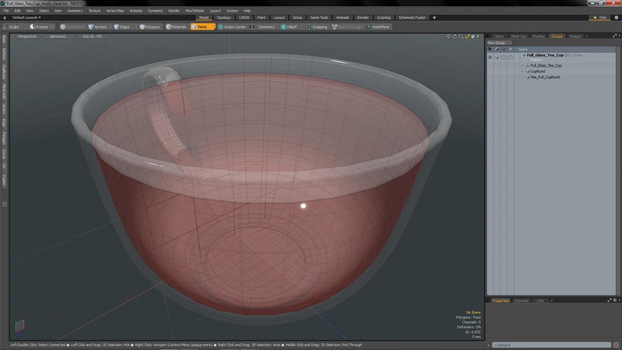 3D Full Glass Tea Cup model