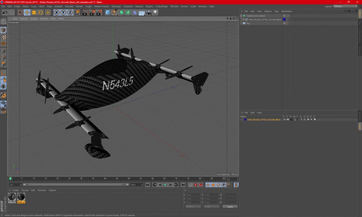 Helix Pivotal eVTOL Aircraft Black 3D model