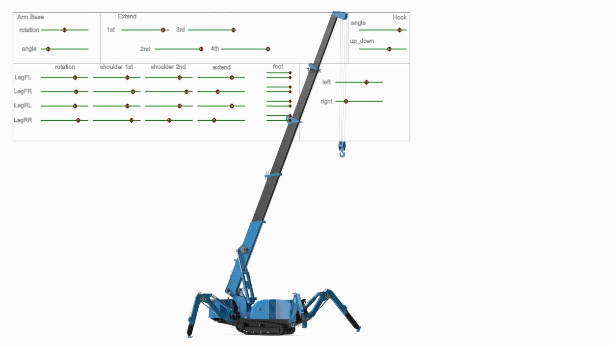 Spider Mini Crane Rigged 3D model